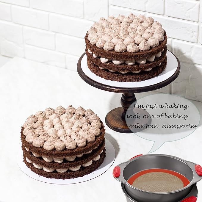 Silicone Baking Mats, 2 PCS Round Silicone Mats for 9 Inch Cake Pan, Non-Stick Reusable Cookie Sheet Liners for Baking Pans for Cake/Bread/Pizza/Macaron/Pastry/Cookie/Bun/Pie