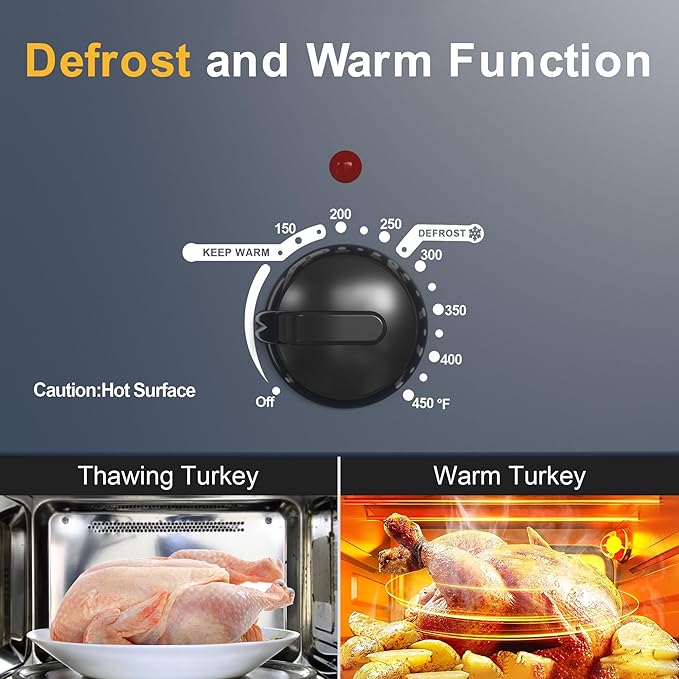 22 Quart Electric Turkey Roaster Oven with Removable Pan Large Stainless Steel Roaster, Visible & Self-basting Lid, Fast Heating & Thaw/warming Setting, Blue