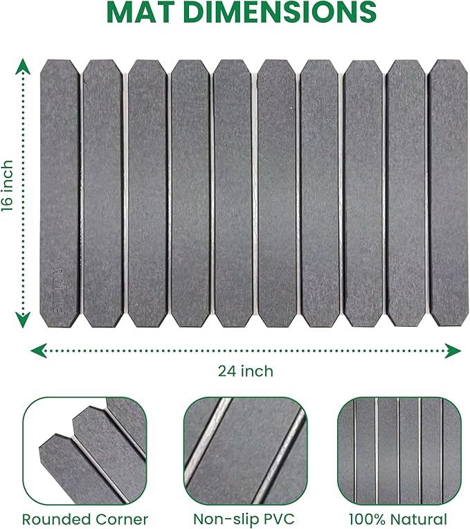 Large Stone Dish Drying Mat – Foldable Placemat Made with Diatomaceous Earth – Super Absorbent Drying Mat for Kitchen Counter – Modern Kitchen Essentials For Dishes, Bottles & More – 24"x16"