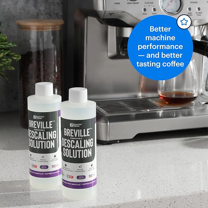 Essential Values Descaling Solution Compatible with Breville - Coffee Pot Cleaner and Descaler - Descaler Specially Formulated for Breville Coffee Machines 12 Month Supply 2-Pack