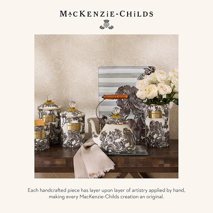 MACKENZIE-CHILDS Set of 2 Tempered Glass Cutting Boards, Countertop Cutting Boards, Sterling English Garden
