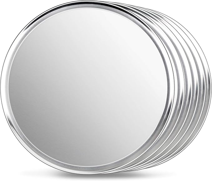 New Star Foodservice 50929 Pizza Pan/Tray, Wide Rim, Aluminum, 20 Inch, Pack of 6