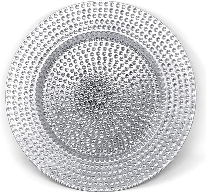 allgala 13-Inch 6-Pack Heavy Quality Round Charger Plates-Hammered Silver-HD80372