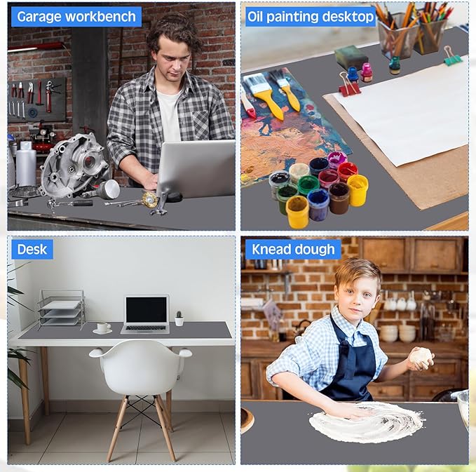 Hushee Silicone Mats for Kitchen Counter in Roll 120'' x 24'' Nonslip Cuttable Heat Resistant Mat for Kitchen Countertop Placemat(Dark Gray)