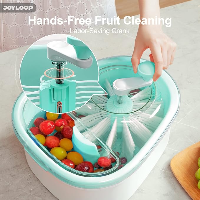 JOYMOOP Fruit Cleaner Spinner JOYLOOP, Large Fruit Washer Spinner, Fruit Cleaner Spinner with Fruit Washer Bowl, Vegetable Fruit Spinner Washer,Fruit and Vegetable Scrubber