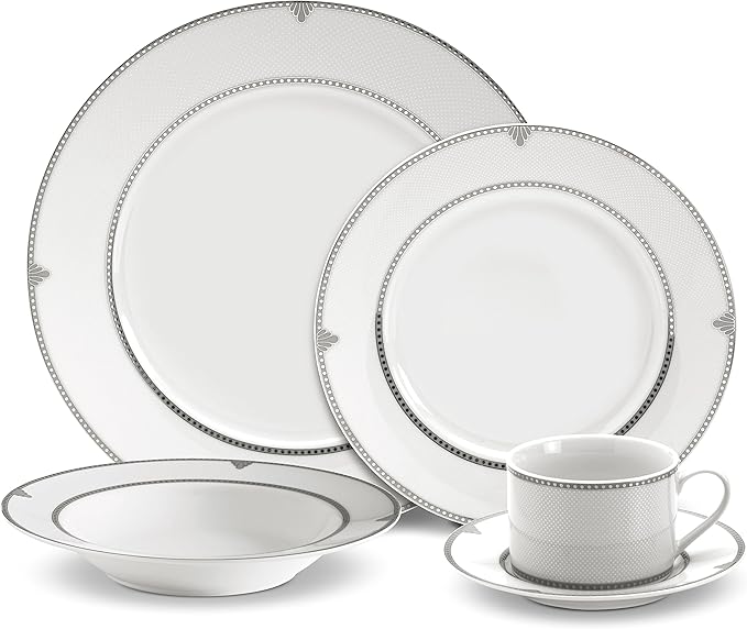 Mikasa Regent Bead 40-Piece Porcelain Dinnerware Set, Service for 8