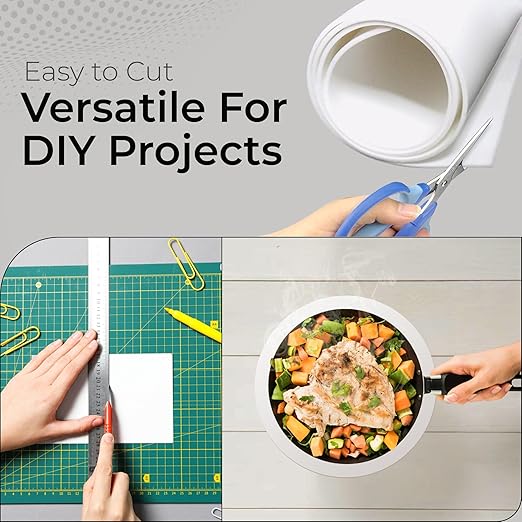 Exactly Rubber - White Silicone Sheet, 60A Durometer Silicone Mat, Food-Grade Rubber Mat with -80 to 450°F Temperature Resistance, 400% Elongation, Silicone Placemat Made in The USA, 1/32 x 9” x 36”