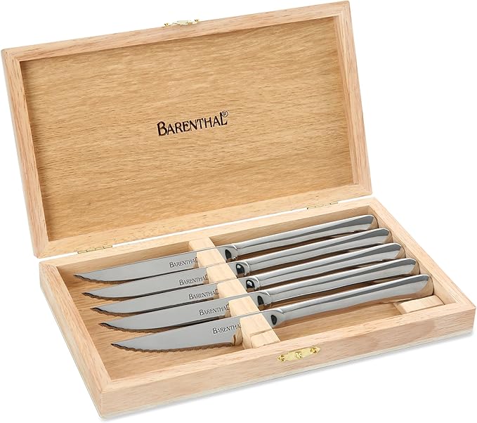 Steak Knives Set of 6, German Stainless Steel Sharp Steak Knife Set, 4.8 Inch Serrated Knives with Box, Steak Knifes for Home Party Christmas Gift