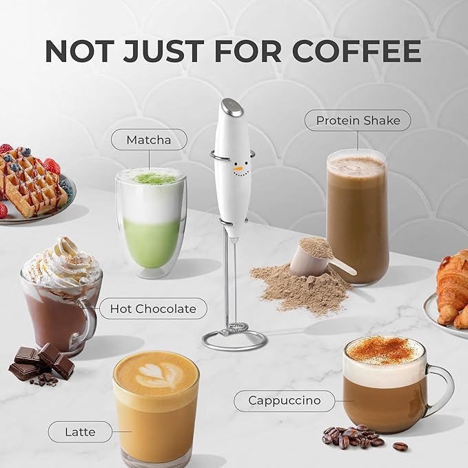 Zulay Kitchen Powerful Milk Frother Wand - Ultra Fast Handheld Drink Mixer - Electric Whisk Foam Maker for Coffee, Lattes, Cappuccino, Matcha & Creamer