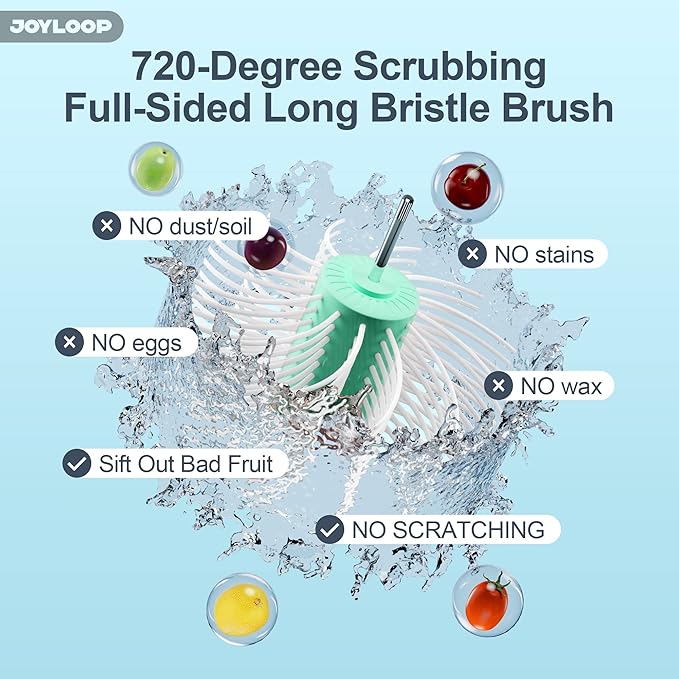 JOYMOOP Fruit Cleaner Spinner JOYLOOP, Large Fruit Washer Spinner, Fruit Cleaner Spinner with Fruit Washer Bowl, Vegetable Fruit Spinner Washer,Fruit and Vegetable Scrubber