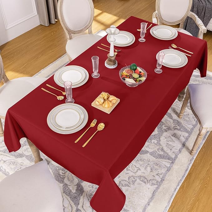 Softalker Rectangle Tablecloth, Waterproof & Stain Resistant Square Table Cloths Wrinkle Free Fabric Washable 210GSM Polyester Table Cover for Dining/Party/Outdoor - 54 x 54 inch,Red