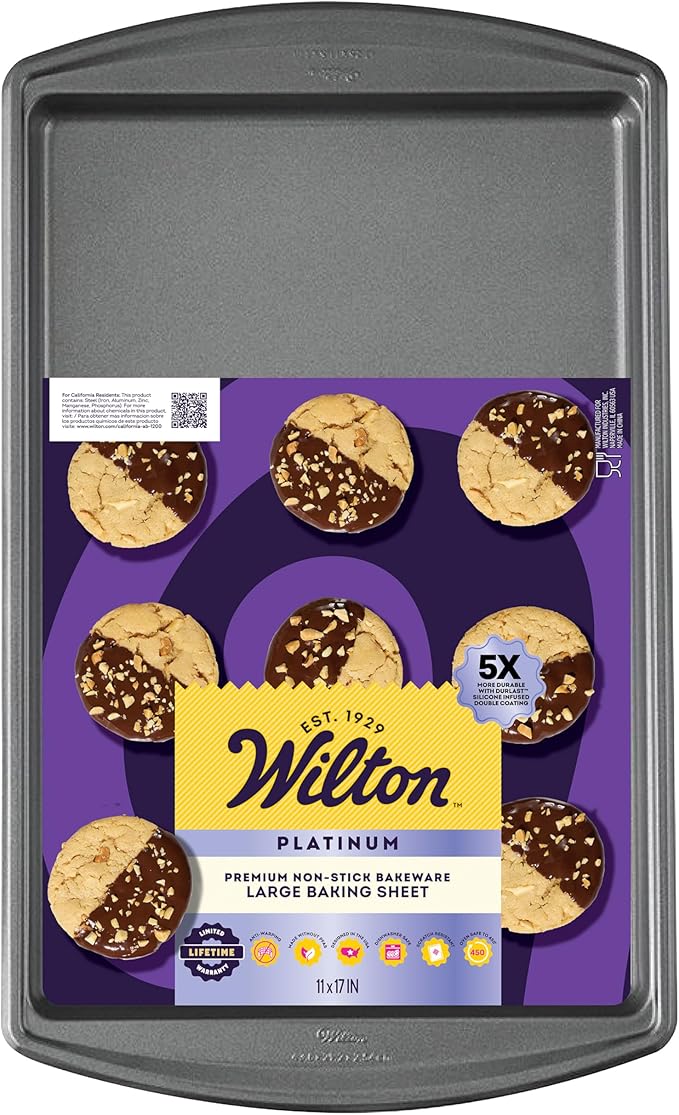 Wilton Platinum Premium Non-Stick Anti-Warp Bakeware, Made without PFAs, Large Baking Sheet, 11x17 in
