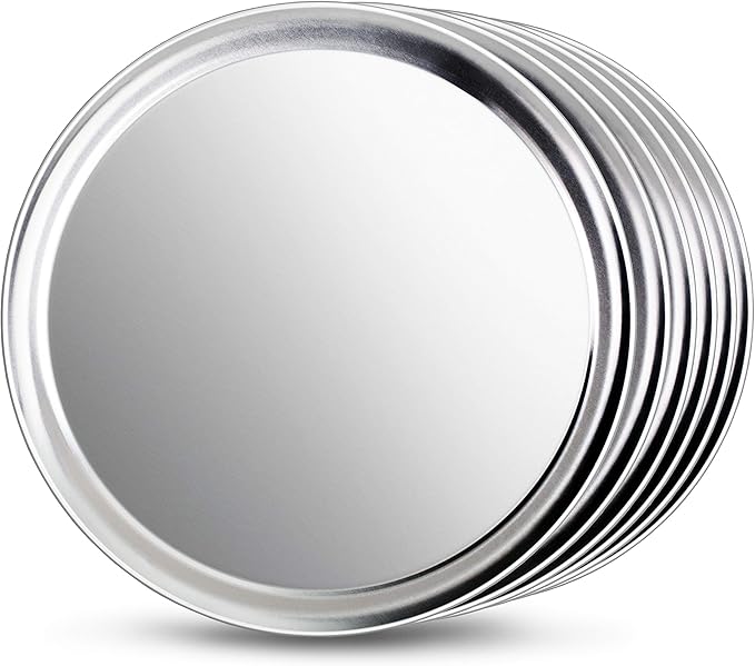 New Star Foodservice 50899 Pizza Pan/Tray, Wide Rim, Aluminum, 14 Inch, Pack of 6