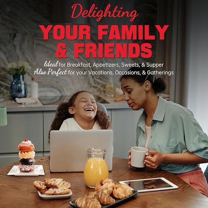 Mini Donut Maker Machine, Electric Mini Bundt Cake Pan, Bake 6 Bundt Doughnuts with 3 Shapes, Excellent for Breakfast, Snacks, Desserts & More