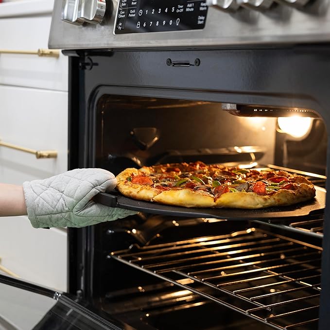 Outset Cast Iron Grill Pizza Pan, 18" Pizza Stone For Oven and Grill