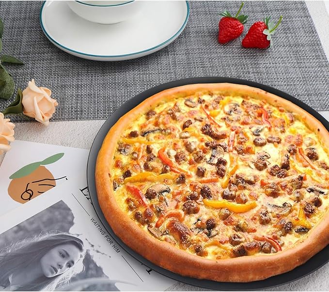 Beasea Pizza Pan 16 Inch, Perforated Pizza Tray with Holes for Oven, Black Heavy Duty Aluminum Alloy Round Pizza Crisper Pan Pizza Baking Tray Bakeware for Home Restaurant Kitchen