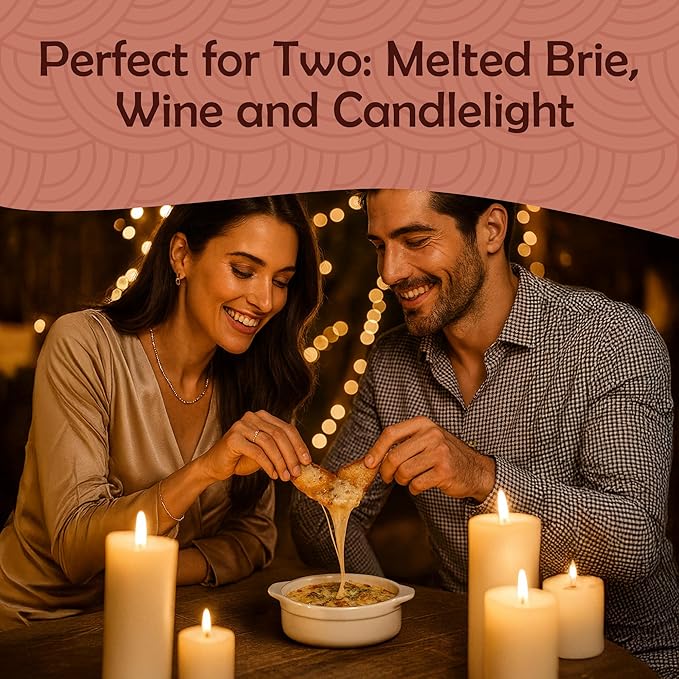 Muldale Brie Baker with Lid and Spreader - Camembert Baker Crock in White - Free from Lead Ceramic Baking Dish - 5.5” - Fits Standard Camembert Wheel