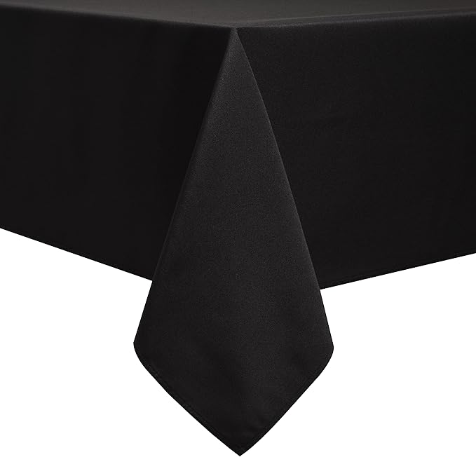 Softalker Rectangle Tablecloth, Waterproof & Stain Resistant Table Cloths Wrinkle Free Fabric Washable 210GSM Polyester Table Cover for Dining/Party/Outdoor - 90 x 132 inch,Black