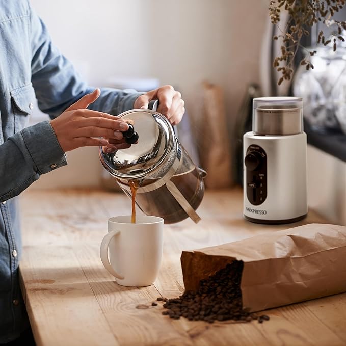 Mixpresso Electric Coffee Grinder 12 Cup Capacity, 304 Stainless Steel Blade, Espresso Bean Grinder, Removable Chamber, Coffee Grinder Electric with 5 Presets For Spices & More