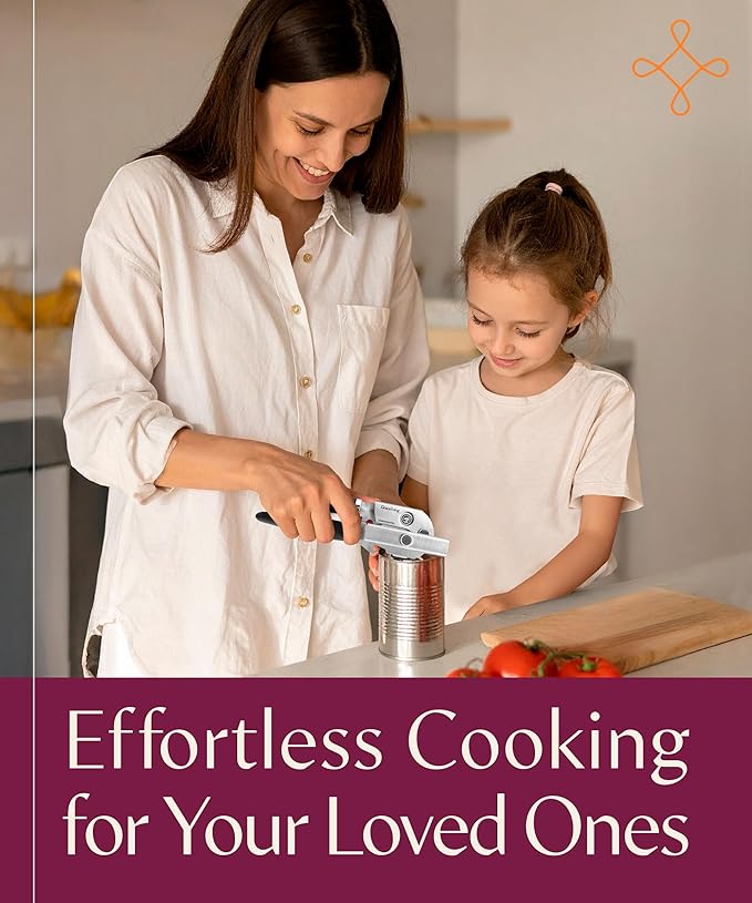 Premium Multifunctional Magnetic Manual Can Opener and Bottle Opener, Heavy Duty Stainless Steel Sharp Cutting Blade and Oversized Easy Turn Knob, Soft-Touch Handle, Kitchen Use, Black