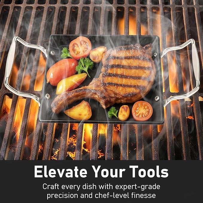 Utheer Upgraded Nonstick Cast Iron Griddle for Gas Grill – 15.8"x8.6" One Burner Griddle Flat Top Grill Plate for Gas/Electric/Charcoal, Easy to Clean, Lightweight & Durable, for Stovetop, Camping BBQ