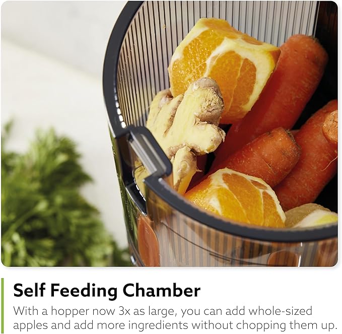 Hurom H320 Cold Press Juicer Machine, Easy to Clean Masticating Slow Juicer, Coarse Strainers, Self-Feeding, Hands Free, Family Size, Quiet Motor, Easy Assembly (Kale/Dark Green)