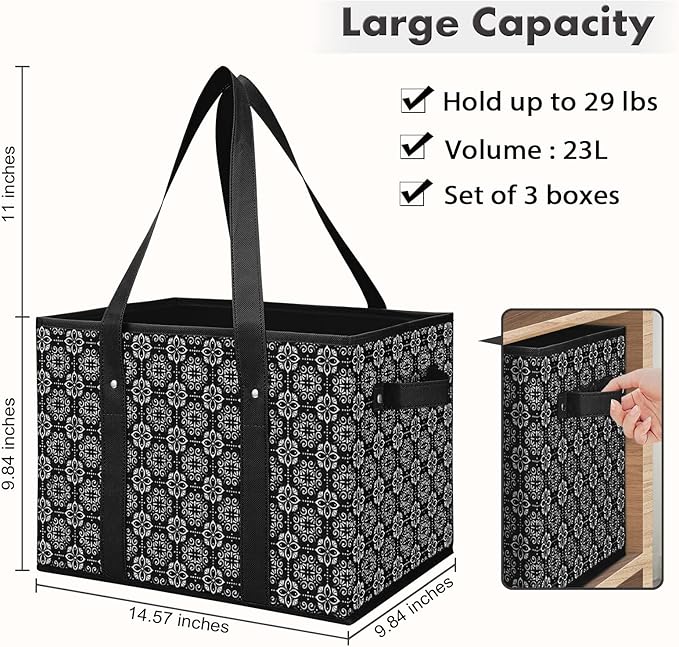 WISELIFE Reusable Grocery Bags [2 Pack],Large Grocery Tote Bag Water Resistant Shopping Bags Foldable Grocery Bag for Clothes,Shoes and Picnic,Black