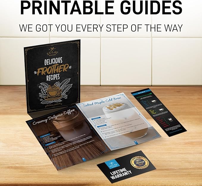 Zulay Kitchen Powerful Milk Frother Wand - Ultra Fast Handheld Drink Mixer - Electric Whisk Foam Maker for Coffee, Lattes, Cappuccino, Matcha & Creamer