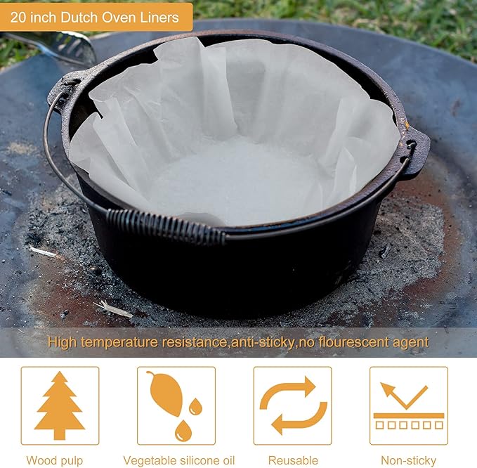 Round Parchment Paper 20 Inches Dutch Oven Liners Disposable White Baking Paper for Cake Pan, Air Fryer, Steamer, BBQ Party, Cakes, Pizza, Meats and Vegetables (40 Pieces)