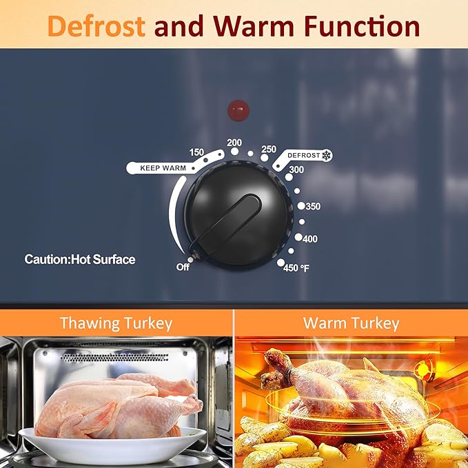 Sunvivi 18-Quart Roaster Oven with Self-Basting Lid, Electric Turkey Roaster Oven with Removable Pan and Rack, Stainless Steel, Blue