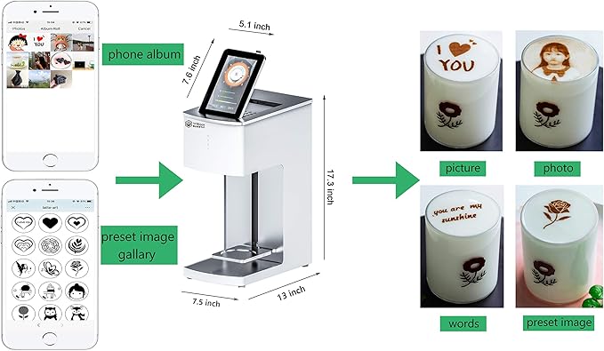 Food-Grade Coffee Latte Art Printer Digital Inkjet WiFi Photo Selfie Printing Machine Cake Desserts DIY Decoration Maker