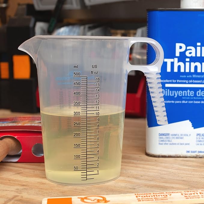 16oz, 1 Pint (2 cup) Measure Pitcher - Convenient Conversion Chart – Multi Purpose Food Grade Great for Cooking, Hobbies, Shop Oil, Fluids, Pool Spa and Lawn with High Chemical Resistance by Turnah