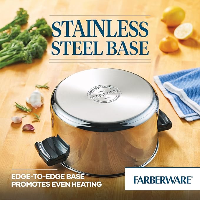 Farberware Classic Stainless Steel 6-Quart Stockpot with Lid, Stainless Steel Pot with Lid, Silver (Pack of 3)