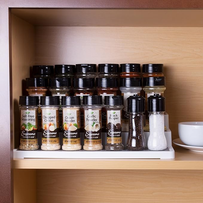 3 Tier Spice Step Shelf- Kitchen Cabinet, Countertop and Pantry Spices and Seasoning Organizer by Lavish Home (Great for Household Organization)