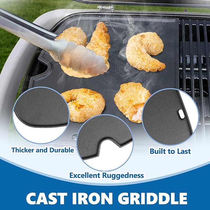 SafBbcue 7034 Cast Iron Cooking Griddle Replacement for Weber 9010001 Traveler Portable Gas Grill Accessories, for Weber 9013001 9020001 9030001 Traveler Griddle Insert