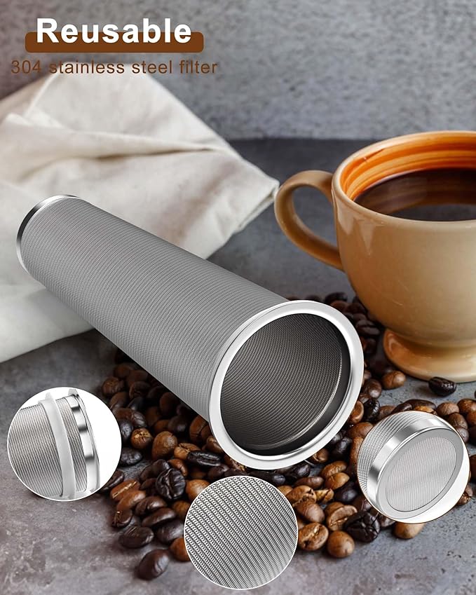 Cold Brew Coffee Filter for 64oz Wide Mouth Mason Jar Pitcher - Fine Mesh, Reusable 304 Stainless Steel Strainer with Sealing Ring, Cold Brew Strainer for Cold Brew Coffee Maker, Tea Infuser