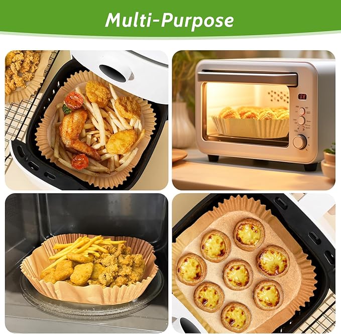 360 Pcs 6.5” Square Unbleached Heavy Duty Air Fryer Paper Liners Disposable, Non-Stick & Non-Leak Parchment Paper Liners for Airfryer Basket, Deep Fryer Parts & Accessories