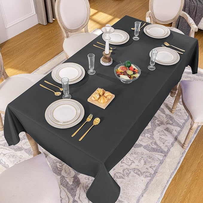 Softalker Rectangle Tablecloth, Waterproof & Stain Resistant Table Cloths Wrinkle Free Fabric Washable 210GSM Polyester Table Cover for Dining/Party/Outdoor - 54 x 78 inch,Grey