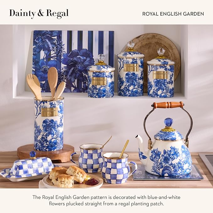 MACKENZIE-CHILDS Set of 2 Tempered Glass Cutting Boards, Countertop Cutting Boards, Royal English Garden