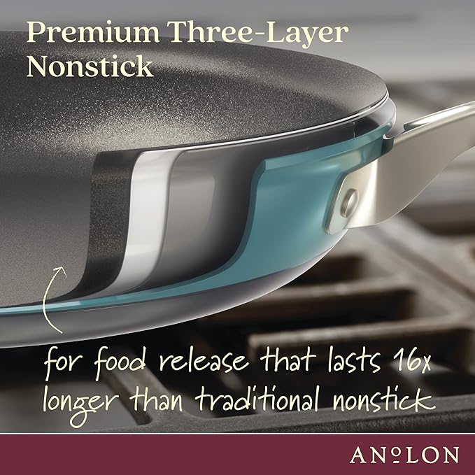 Anolon Achieve Hard Anodized Nonstick Sauce Pan with Lid, 2 Quart, Teal