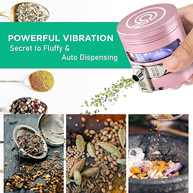 MANUAL Grinder AUTOMATIC Dispenser Large 2.5" Aluminum Alloy, for HOME & KITCHEN ONLY (Rose)…
