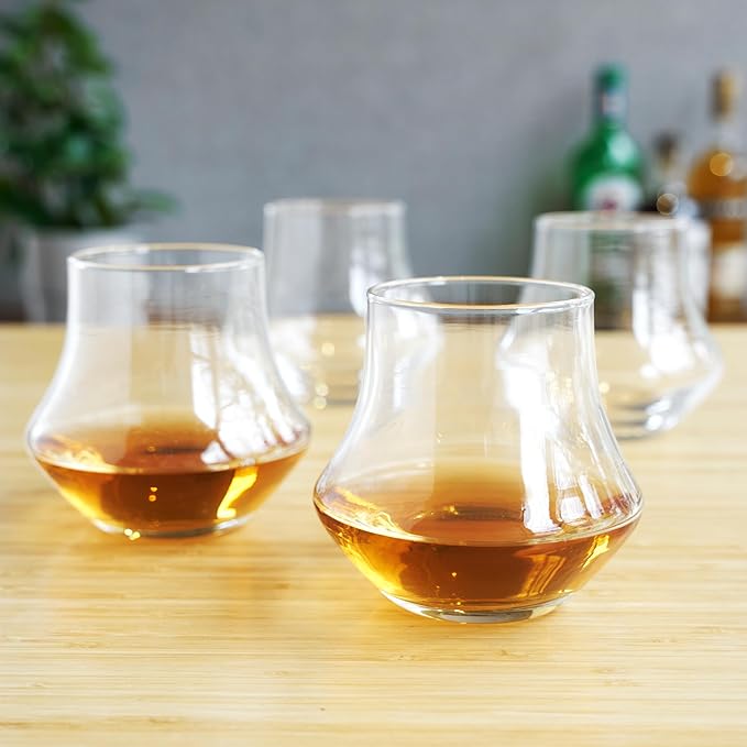 True Whiskey Glasses for Men and Women, Top-notch Bourbon Scotch Whiskey Cups Set, Bar Glassware Drinking Glasses Set of 4, 12 oz