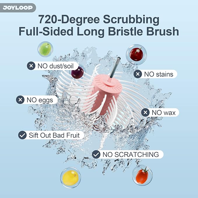 JOYMOOP Fruit Cleaner Spinner JOYLOOP, Large Fruit Washer Spinner with Brush, Fruit Cleaning with Fruit Washing Bowl, Fruit and Salad Cleaner with Fruit Spinner Bowl,Fruit and Vegetable Scrubber