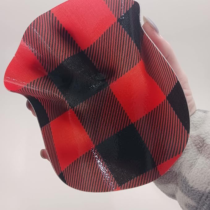 Andreas Silicone JO-438 Non-Slip 6.25" Jar Opener, Easy Lid Opener, Made with Silicone and Fabric, Dishwasher Safe, Garlic Peeler, Black & Red Buffalo Plaid, 6.25 inch