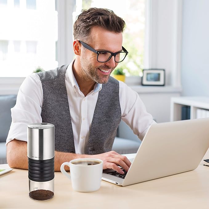 Mixpresso Electric Coffee Grinder With Usb And With Easy On/Off Button, Coffee Bean Grinder & Spice Grinder For Herbs, Nuts & Grains, Spice Mill.