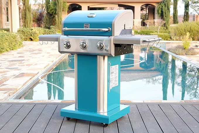 Kenmore 3-Burner Outdoor BBQ Grill | Liquid Propane Barbecue Gas Grill Bundle with Grill Cover