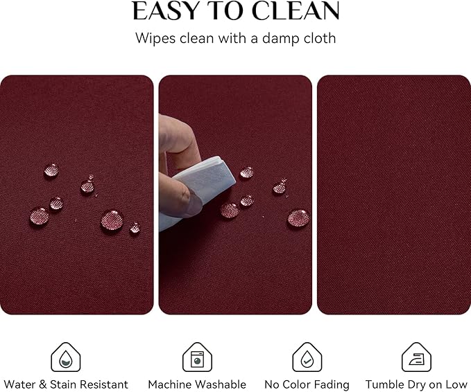 Softalker Rectangle Tablecloth, Waterproof & Stain Resistant Table Cloths Wrinkle Free Fabric Washable 210GSM Polyester Table Cover for Dining/Party/Outdoor - 54 x 78 inch,Burgundy