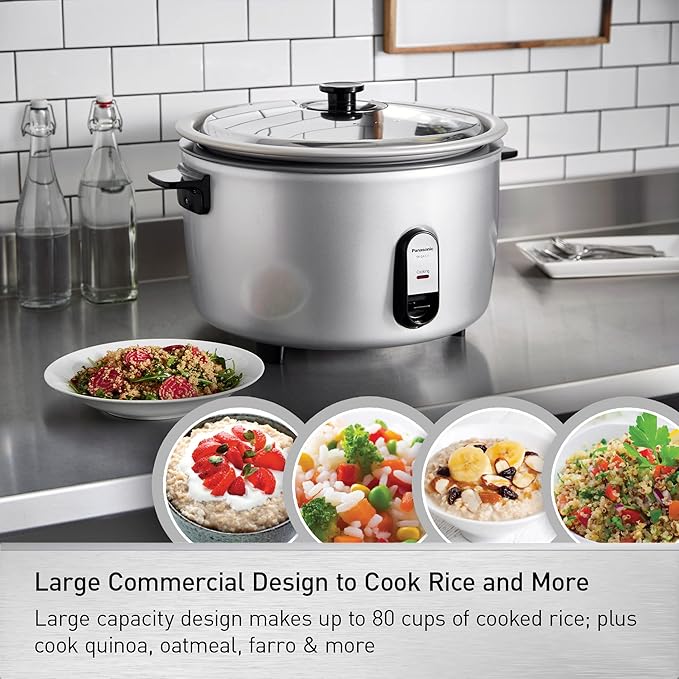 Panasonic Commercial Rice Cooker, 208V Extra-Large Capacity 80-Cup (Cooked), 40-Cup (Uncooked) with One-Touch Operation - SR-GA721L - Silver