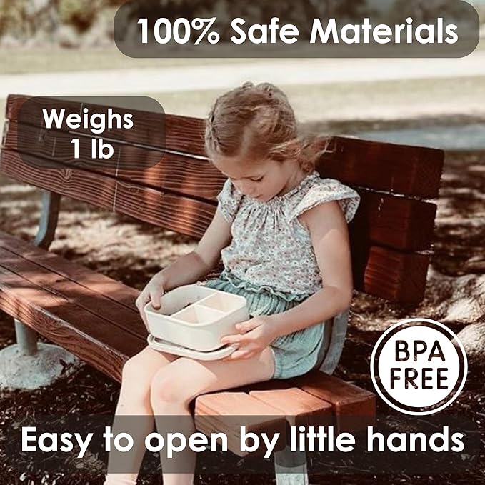 Ali+Oli Silicone Bento Box (Rose) Lunch Box for Kids, Toddlers, Preschoolers & Adults | BPA-Free and Spill-Proof | Ideal for School, and On-the-Go Meals| Perfect for Lunch, Snacks, and Meals