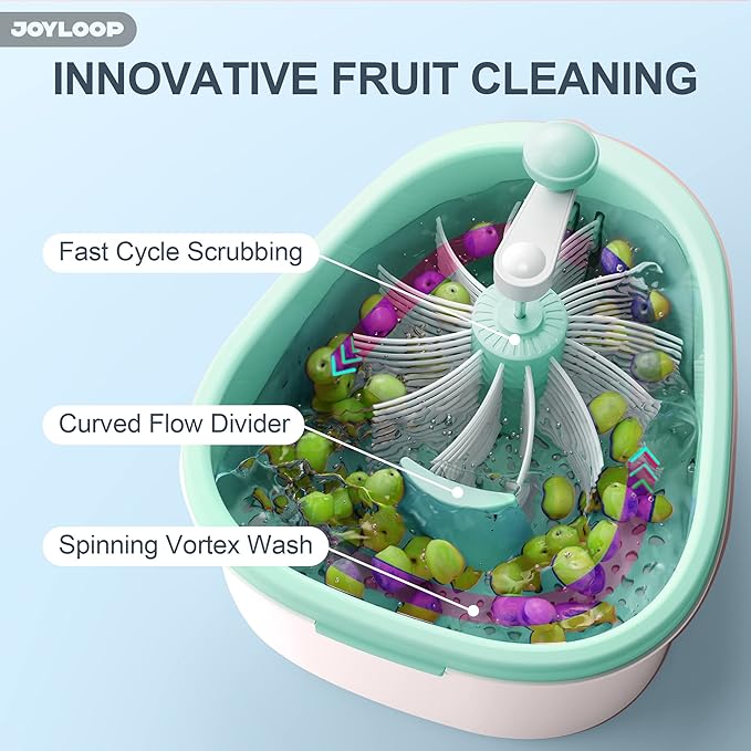 JOYMOOP Fruit Cleaner Spinner JOYLOOP, Large Fruit Washer Spinner, Fruit Cleaner Spinner with Fruit Washer Bowl, Vegetable Fruit Spinner Washer,Fruit and Vegetable Scrubber